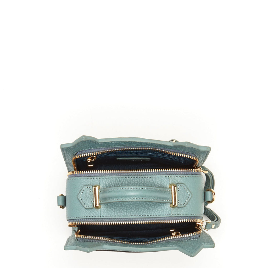 Leather Cat Purse Crossbody Bag Mineral Blue