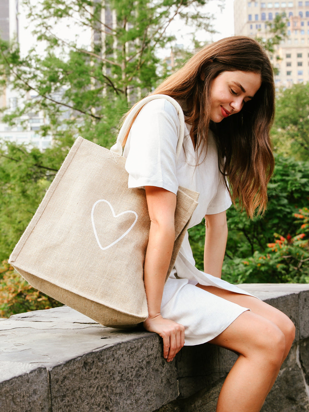 Jute Canvas Gift Bag - Love (L)