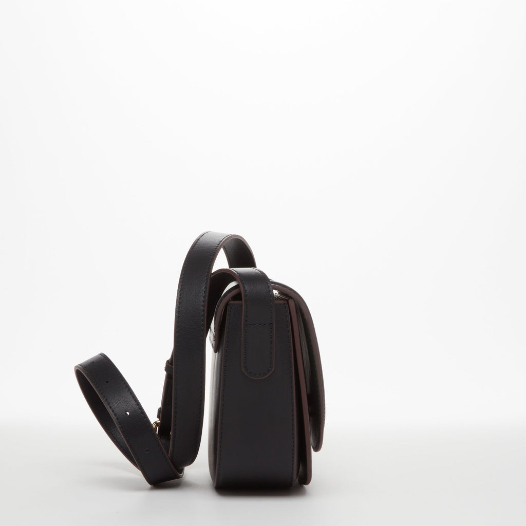 Leather Saddle Bag Black Crossbody Purse