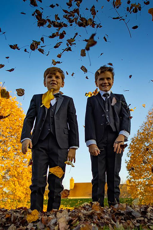 "Max" Kids Black 5-Piece Tuxedo Notch