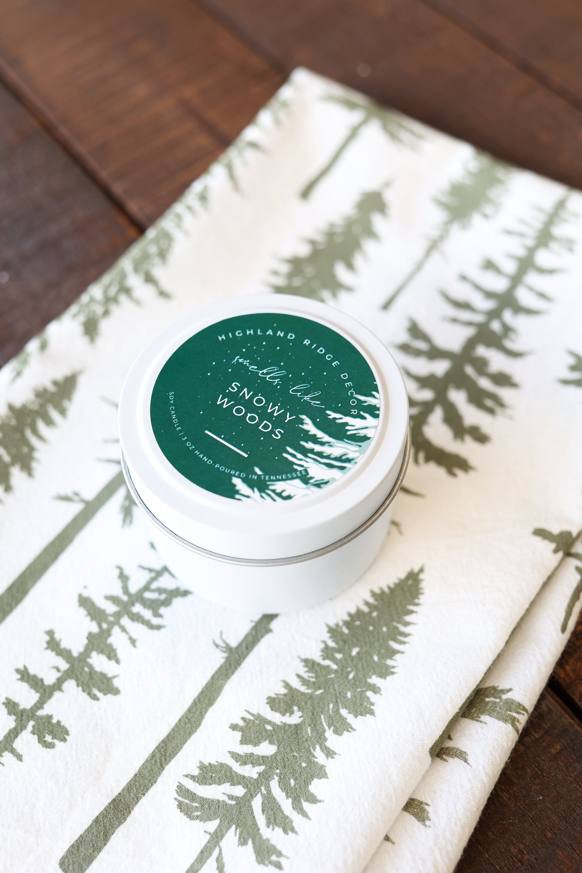 "Snowy Woods" Candle Tin