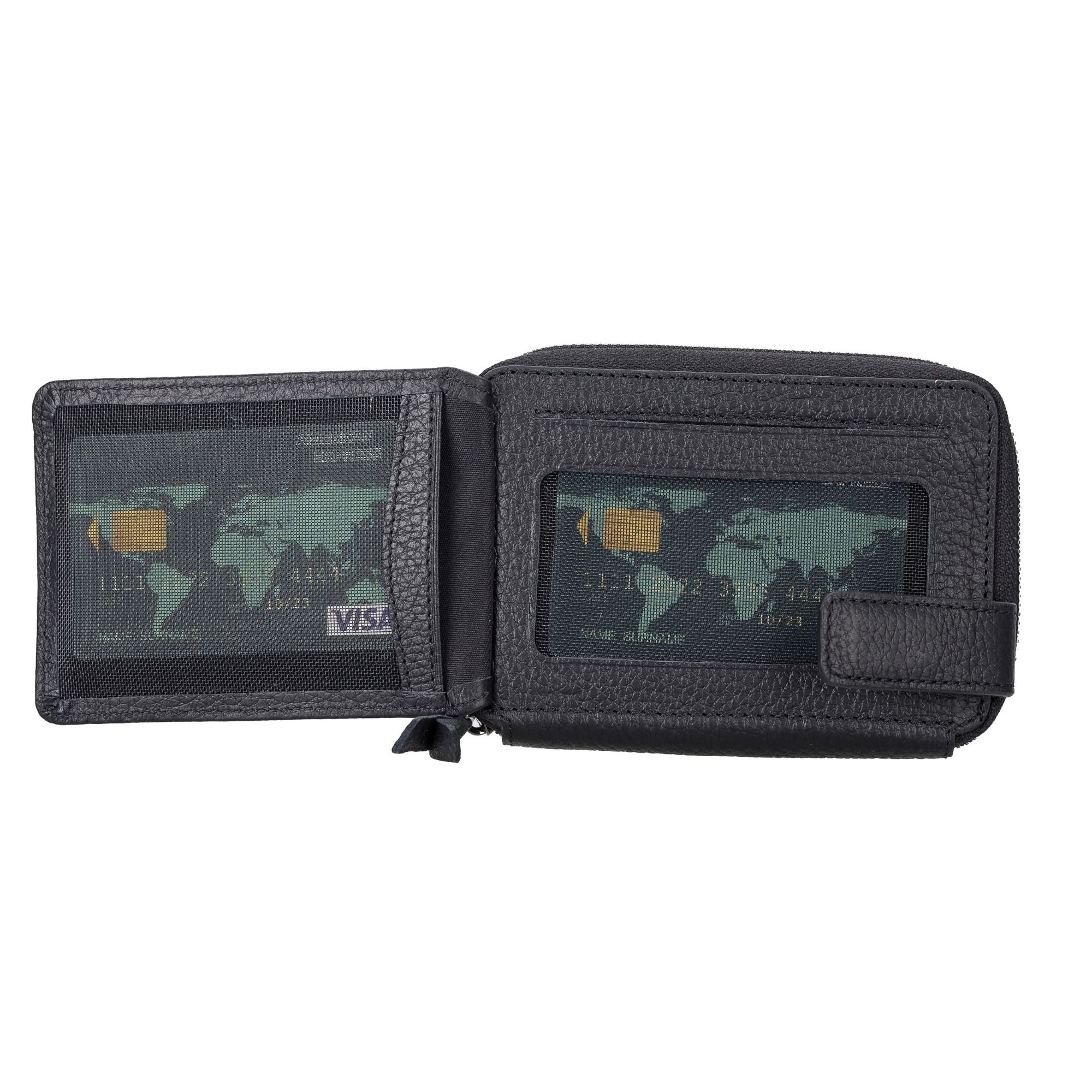 Powell Handmade Unisex Leather Wallet with Zippered Compartment