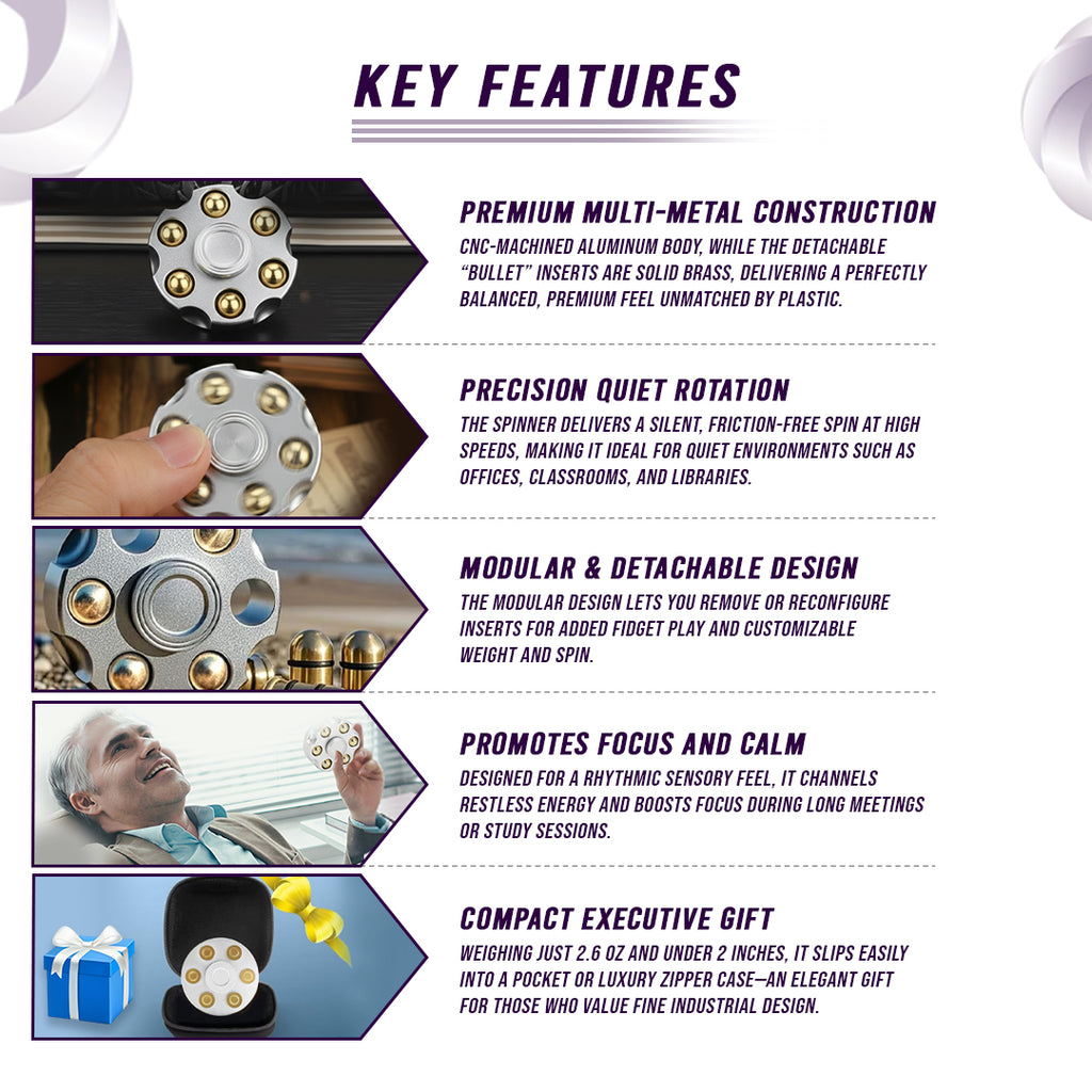 Metal Alloy Rotating Cylinder Spinner Fidget