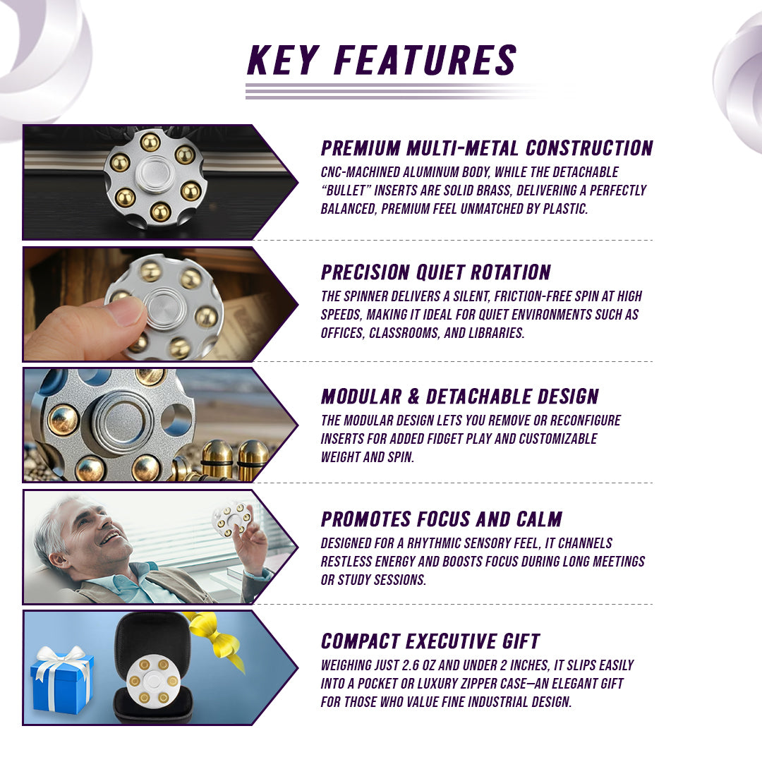 Metal Alloy Rotating Cylinder Spinner Fidget